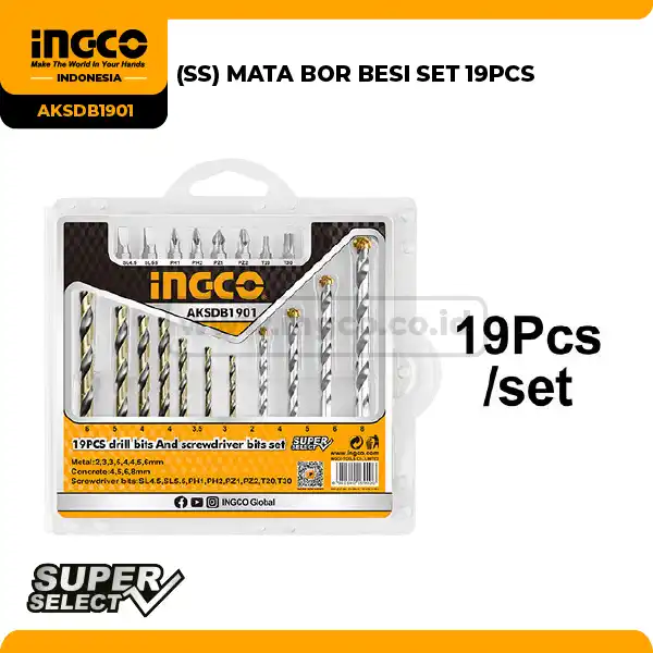 AKSDB1901 - MATA BOR BESI & OBENG SET 19 PCS