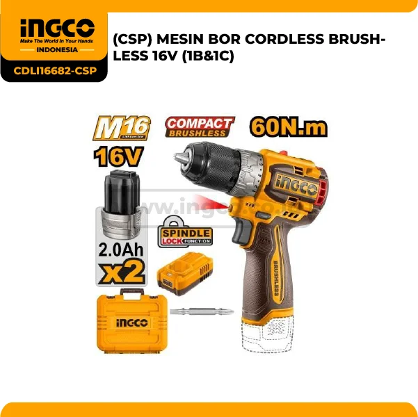 CDLI16682-CSP - (MESIN BOR CORDLESS BRUSHLESS 16V (1B&1C))