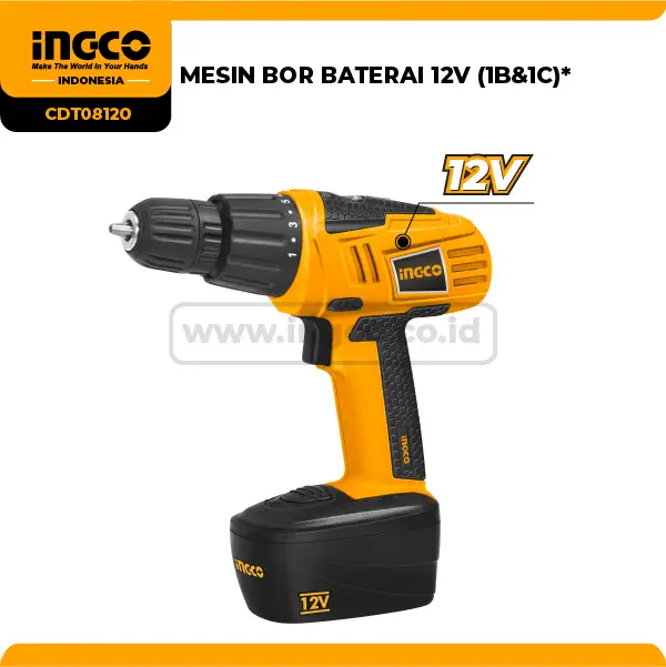 CDT08120 - MESIN BOR BATERAI 12V (1B&1C)