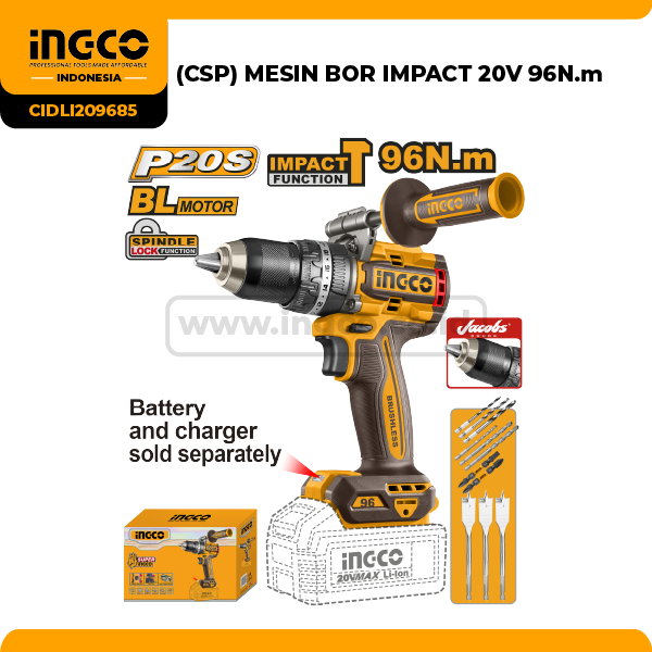CIDLI209685 - MESIN BOR IMPACT 20V 96N.m