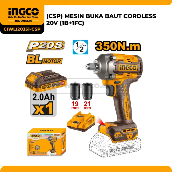 CIWLI20351-CSP - (CSP) MESIN BUKA BAUT CORDLESS 20V (1B+1FC)