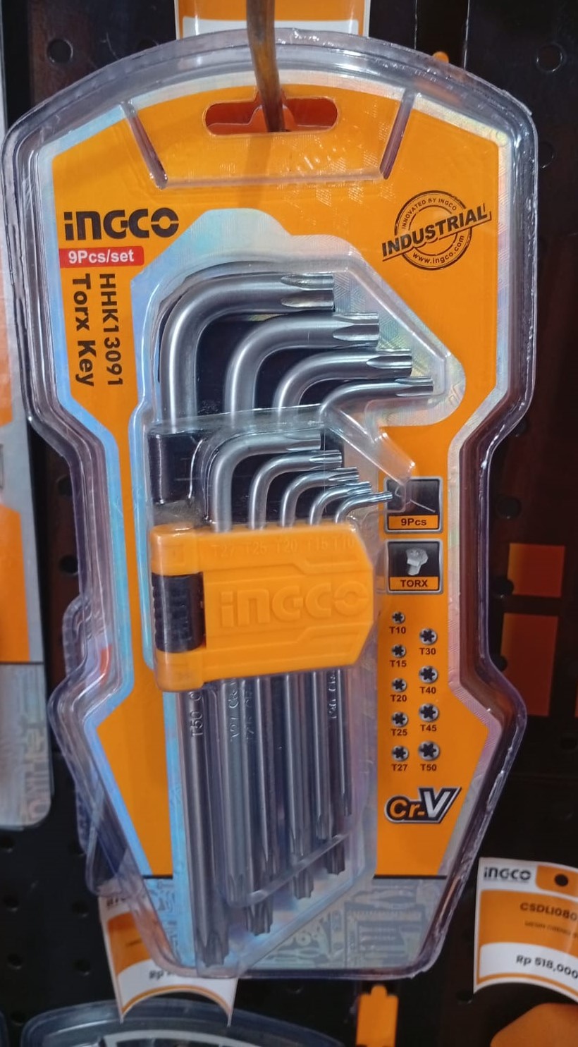 HHK13091 - KUNCI L SEDANG BINTANG SET 9 PCS T100T50 !