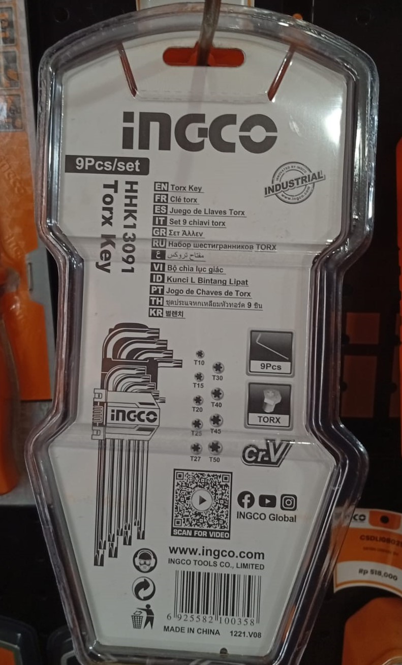 HHK13091 - KUNCI L SEDANG BINTANG SET 9 PCS T100T50 !