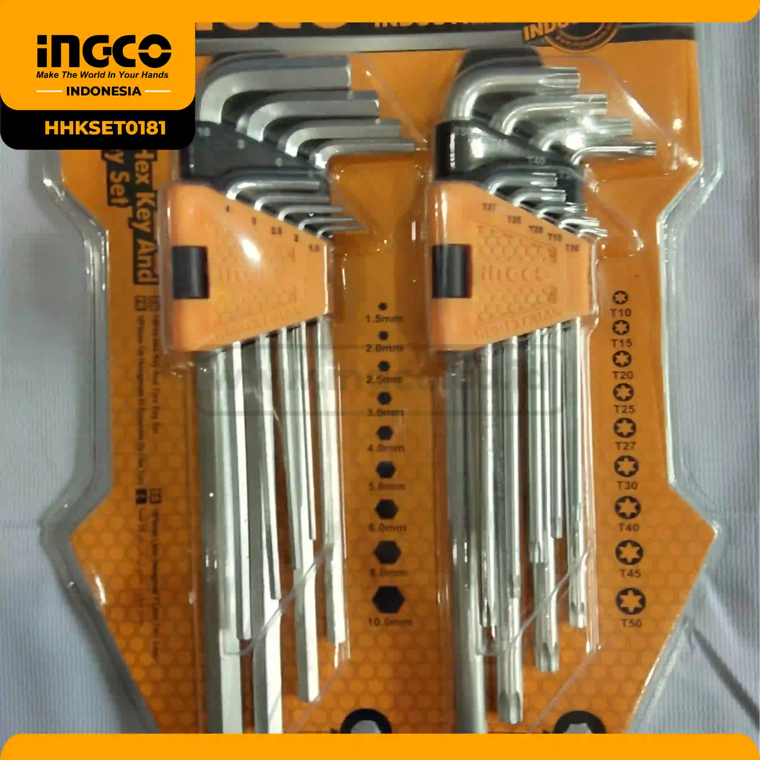 HHKSET0181 - KUNCI L PANJANG KOMBINASI SET 18 PCS