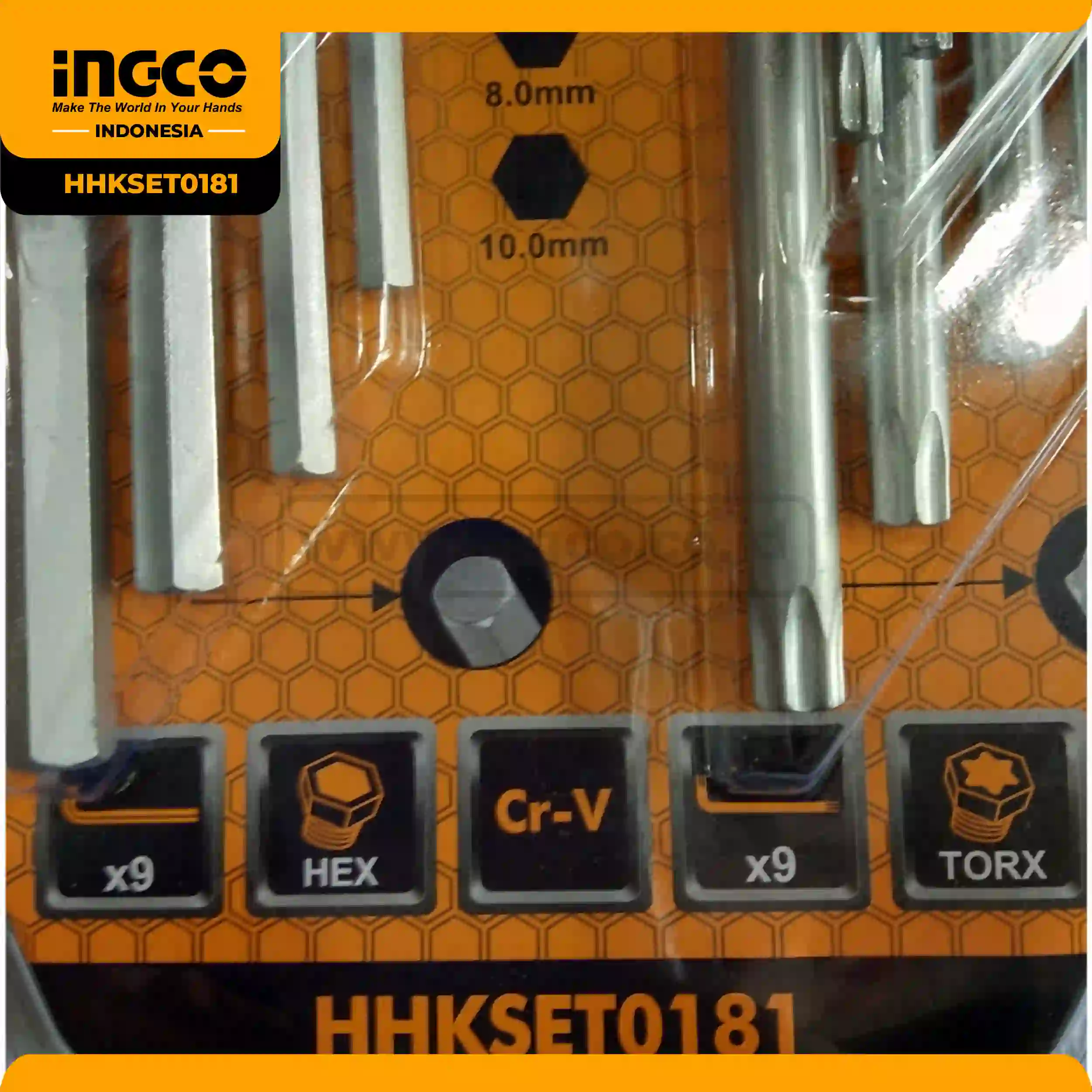 HHKSET0181 - KUNCI L PANJANG KOMBINASI SET 18 PCS