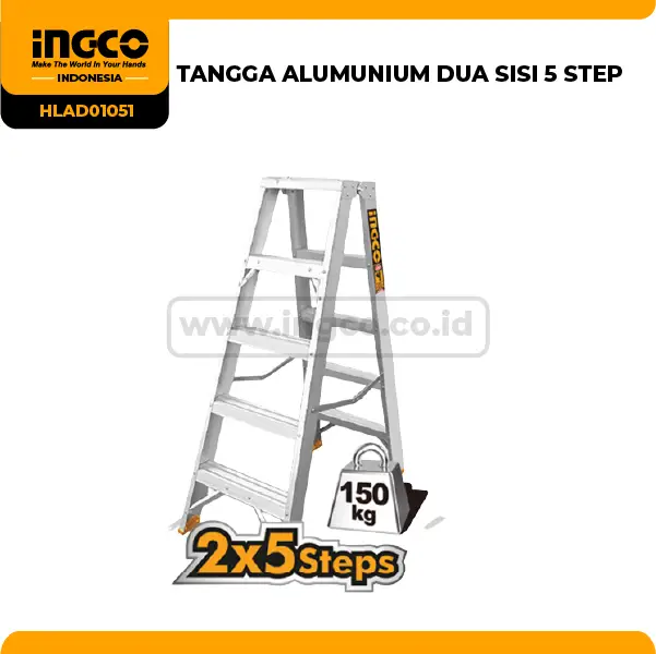 HLAD01051 - (TANGGA ALUMUNIUM DUA SISI 5 STEP)